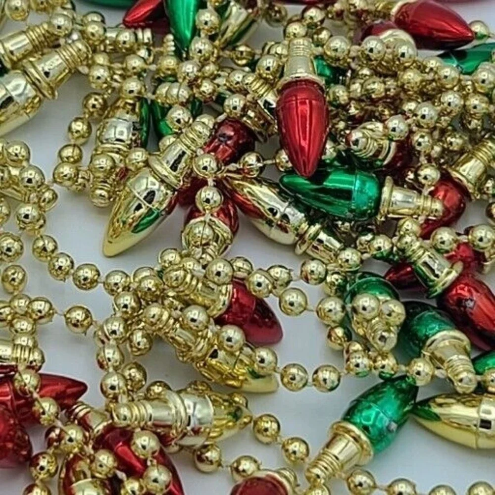 Mini Bulb Light String Christmas Garland Red Green Gold Set Of 2